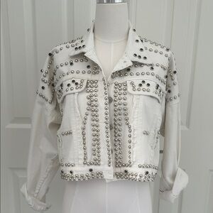 Studded White Denim Jacket